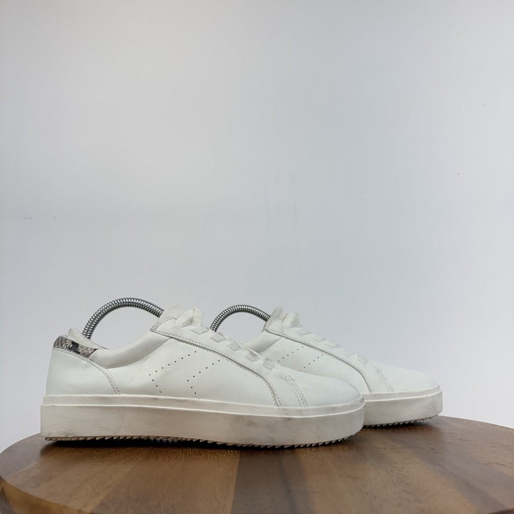 Womens Dr Scholls Wink Lace Ivory Faux Leather Comfort Sneakers Size 9 M GUC